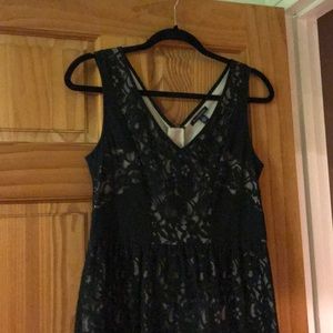 Black lace zip up dress